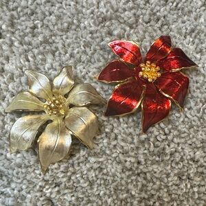 2 Cerrito Poinsettia Brooches